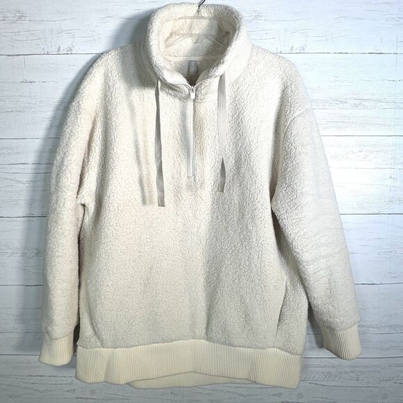 ATHLETA Talus Cream Sherpa Half Zip Pullover Jacket - Picture 2 of 6